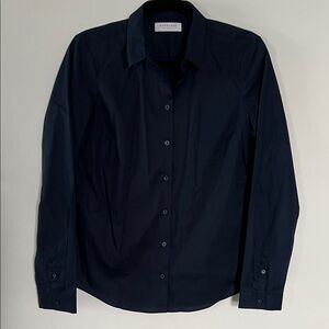 Everlane Women’s Stretch Button Down Shirt in Navy Blue Size 8